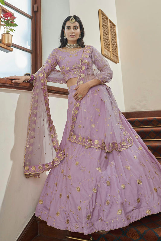 Art Silk Designer Lehenga Choli In Light Purple Colour