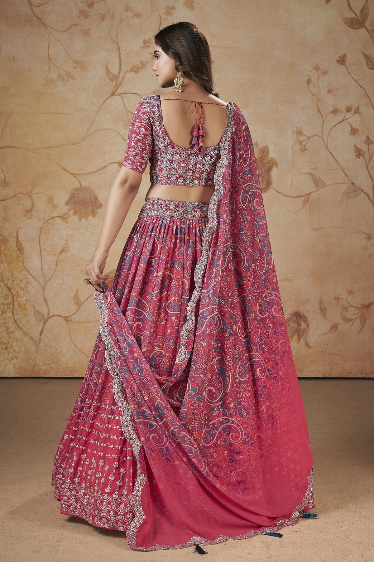 Faux Georgette Designer Lehenga Choli In Pink Colour