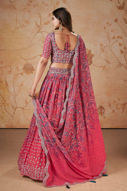 Faux Georgette Designer Lehenga Choli In Pink Colour