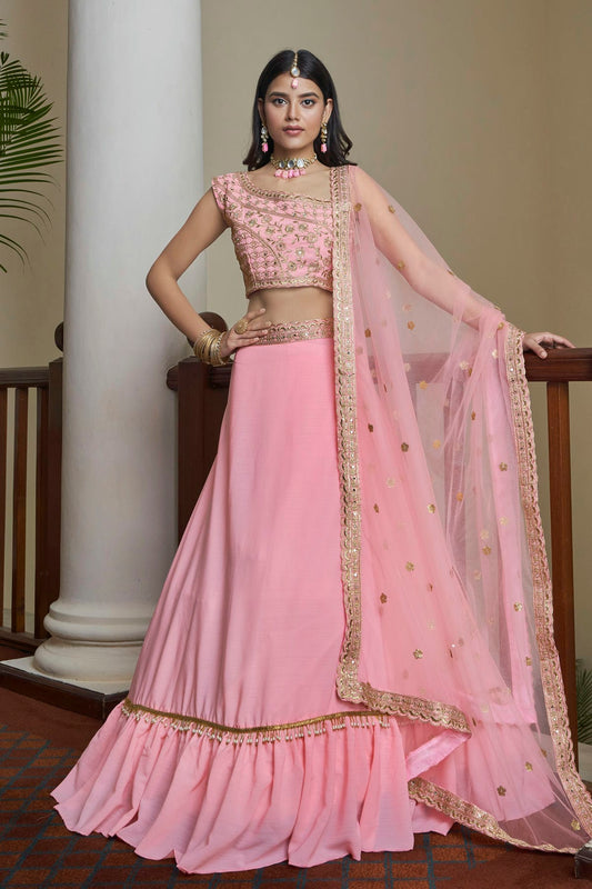 Titan Silk Designer Lehenga Choli In Baby Pink Colour