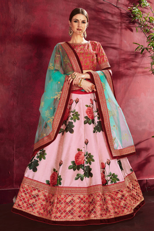Baby Pink Banglori Silk Designer Lehenga Choli