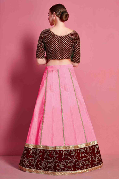Baby Pink Colour Art Silk Embroidery Lehenga Choli