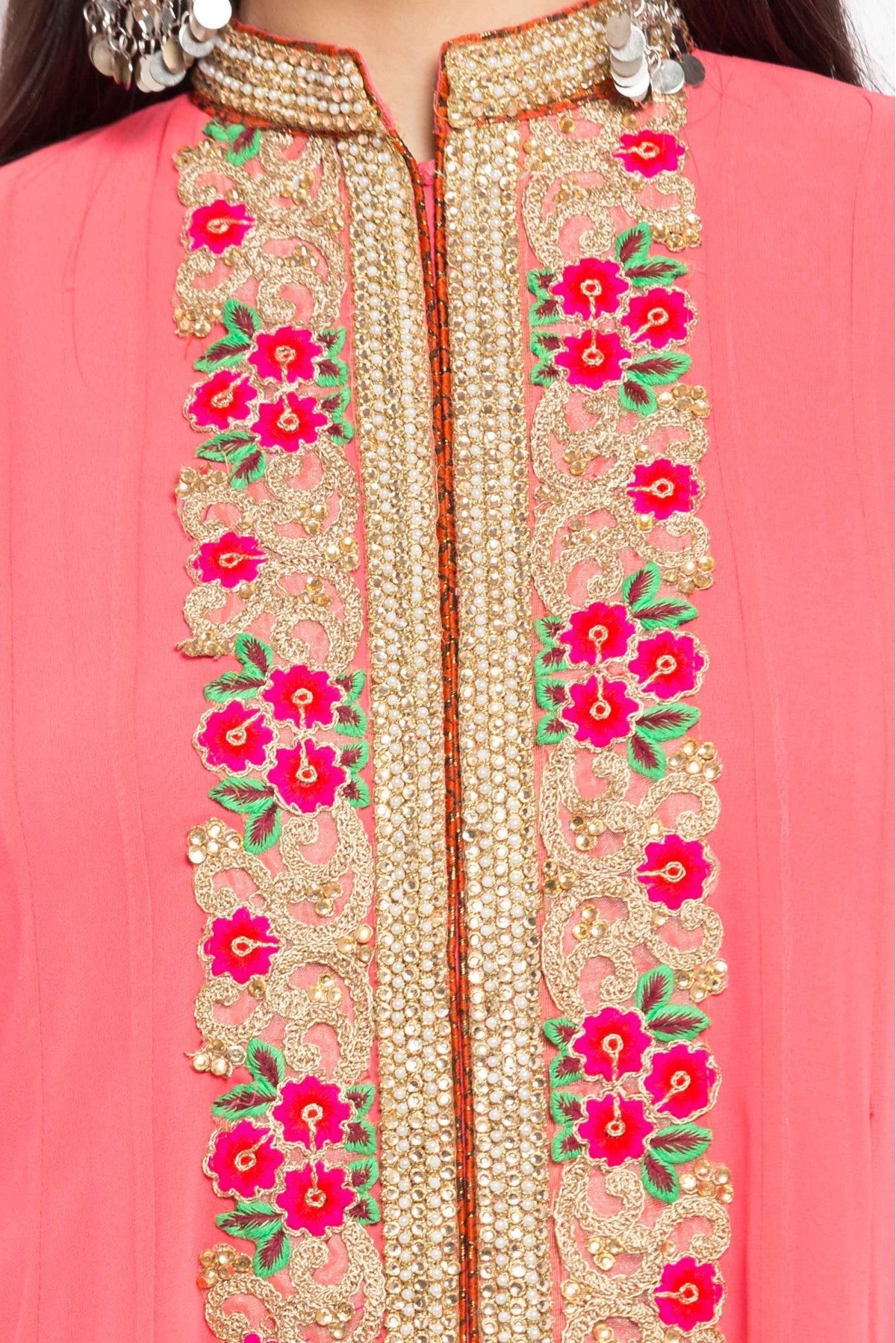 Baby Pink Colour Plus Size Stitched Faux Georgette Anarkali Suit