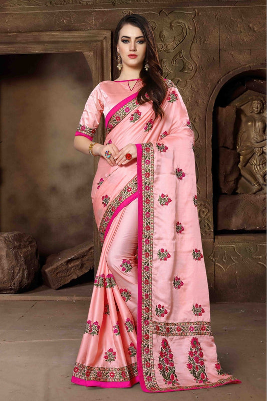 Baby Pink Colour Silk Designer Saree