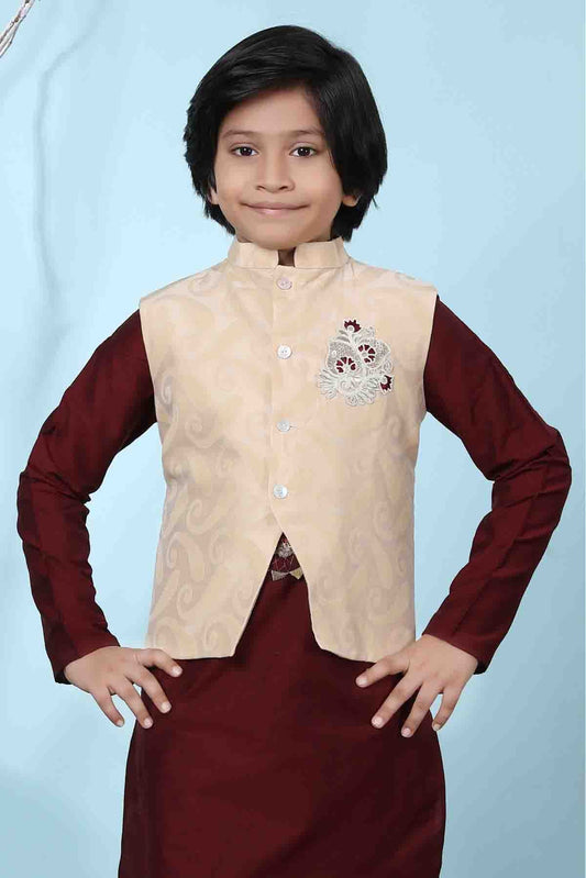 Beige Colour Handloom Silk Jacket