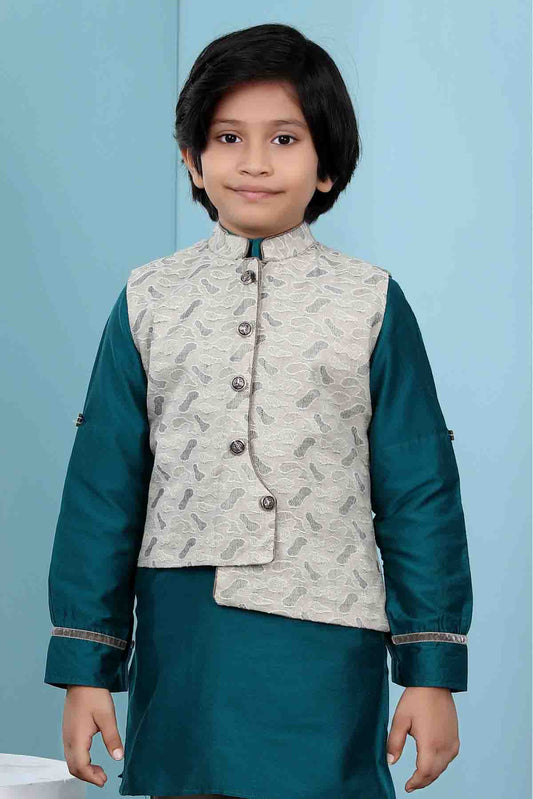 Beige Colour Handloom Silk Jacket