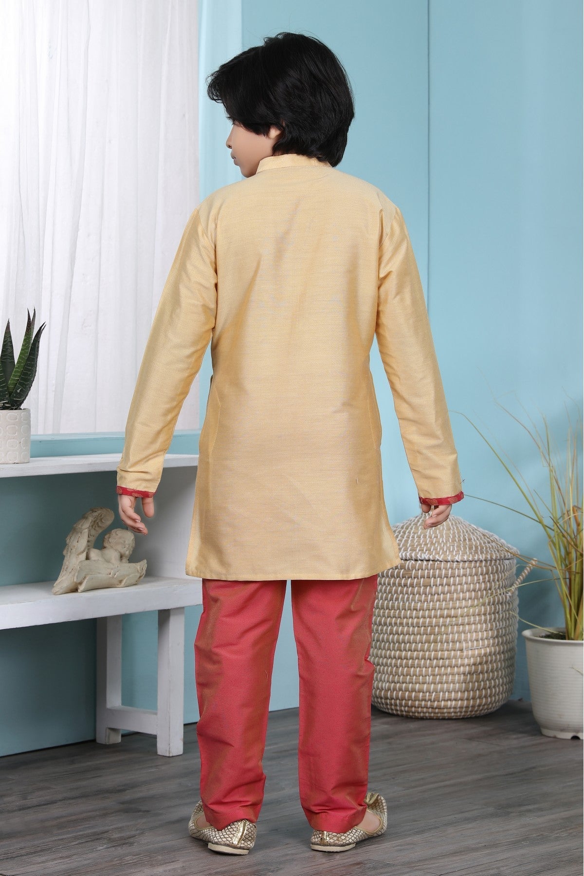 Beige Colour Handloom Silk Sherwani