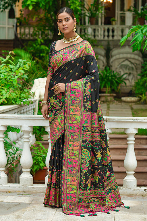 Black Colour Banarasi Silk Traditional Saree