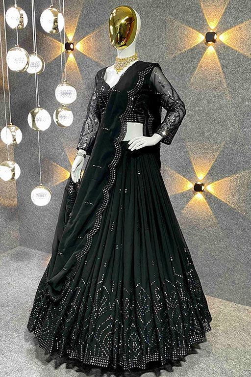 Black Colour Georgette Designer Lehenga Choli