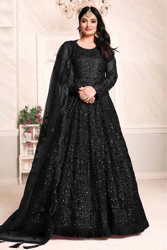 Black Colour Net Anarkali Suit