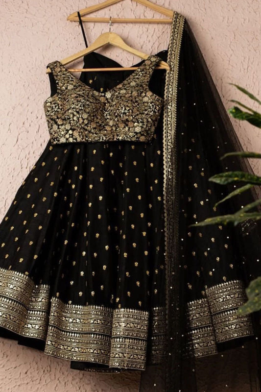 Black Colour Net Embroidery Lehenga Choli