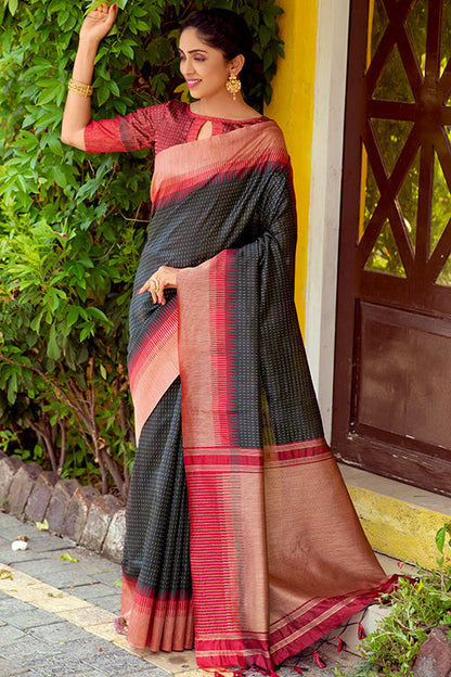 Black Colour South Silk Traditional Saree