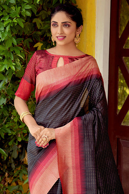 Black Colour South Silk Traditional Saree