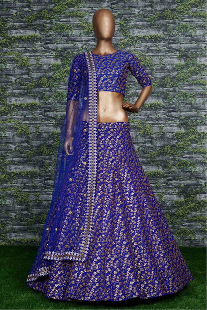 Blue Colour Banglori Silk Lehenga Choli