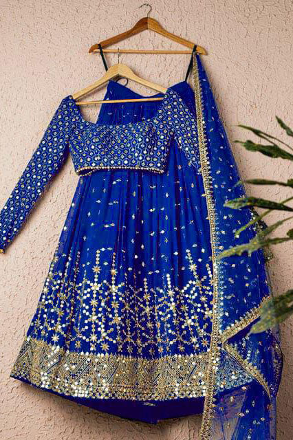 Blue Colour Georgette Embroidery Lehenga Choli