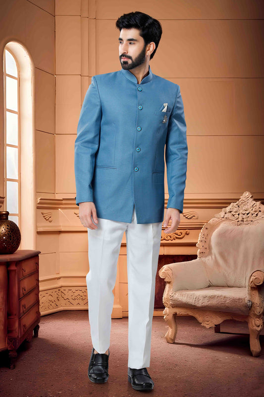 Blue Colour Jodhpuri In Terry Rayon Fabric