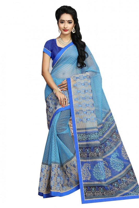 Blue Colour Kota Silk Printed Saree