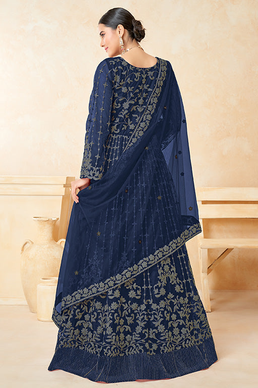 Blue Colour Net Anarkali Suit
