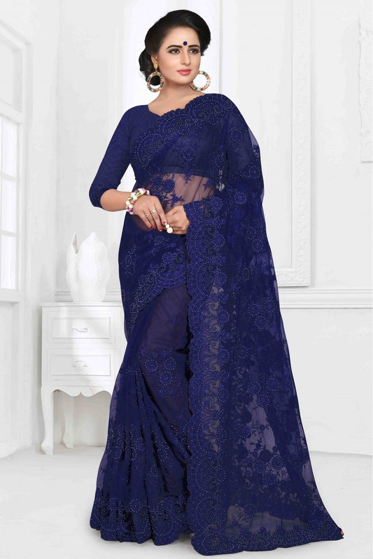 Blue Colour Net Designer Saree