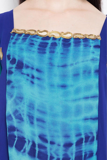 Blue Colour Plus Size Stitched Faux Georgette Anarkali Suit