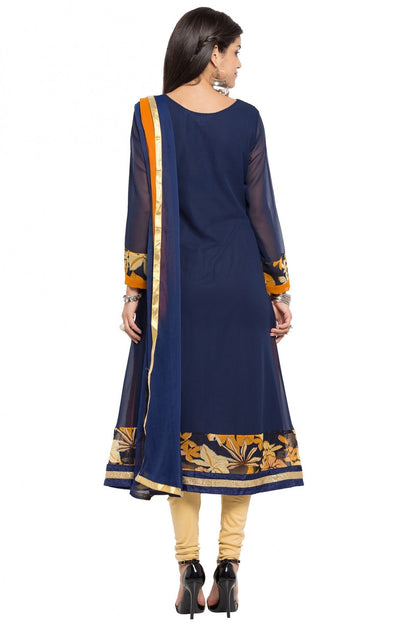 Blue Colour Plus Size Stitched Faux Georgette Anarkali Suit