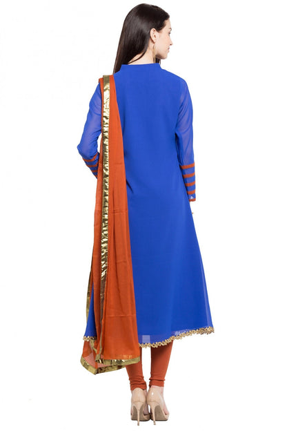 Blue Colour Plus Size Stitched Georgette Anarkali Suit