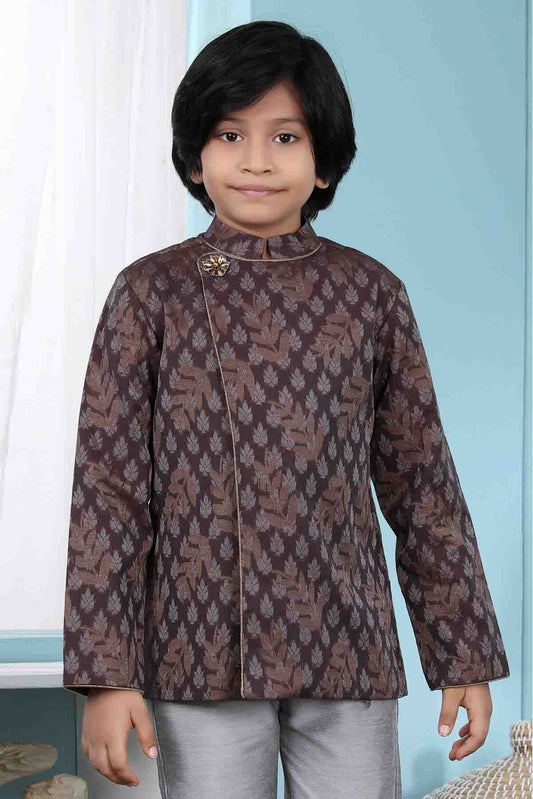 Brown Colour Handloom Silk Jacket