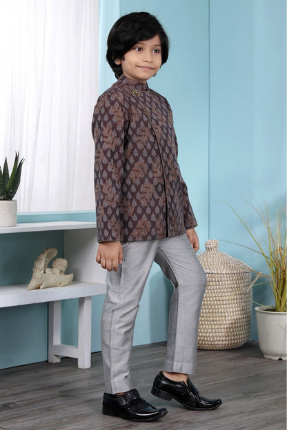 Brown Colour Handloom Silk Sherwani