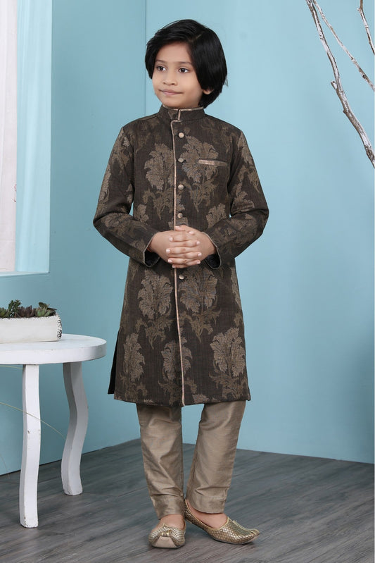 Brown Colour Handloom Silk Sherwani
