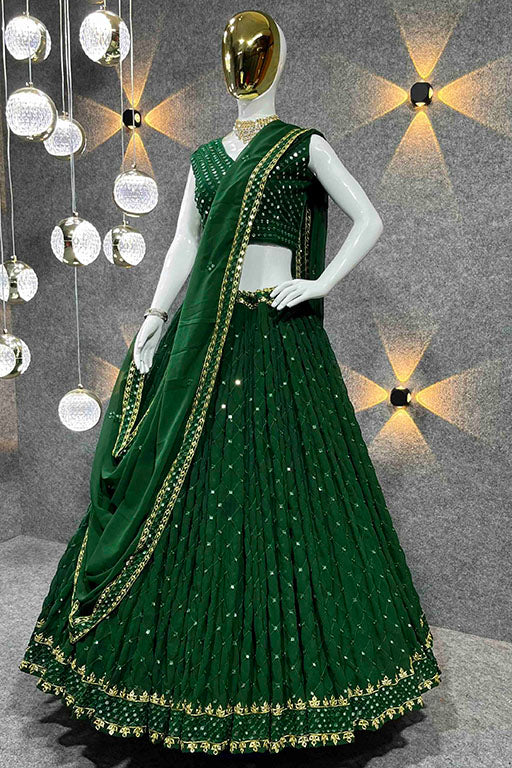 Green Colour Georgette Designer Lehenga Choli