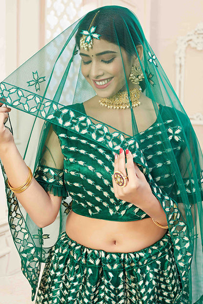 Green Colour Net Designer Lehenga Choli