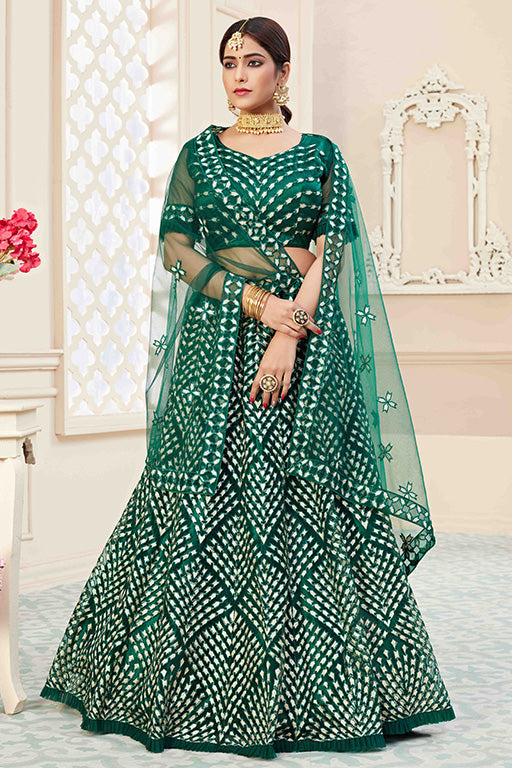 Green Colour Net Designer Lehenga Choli