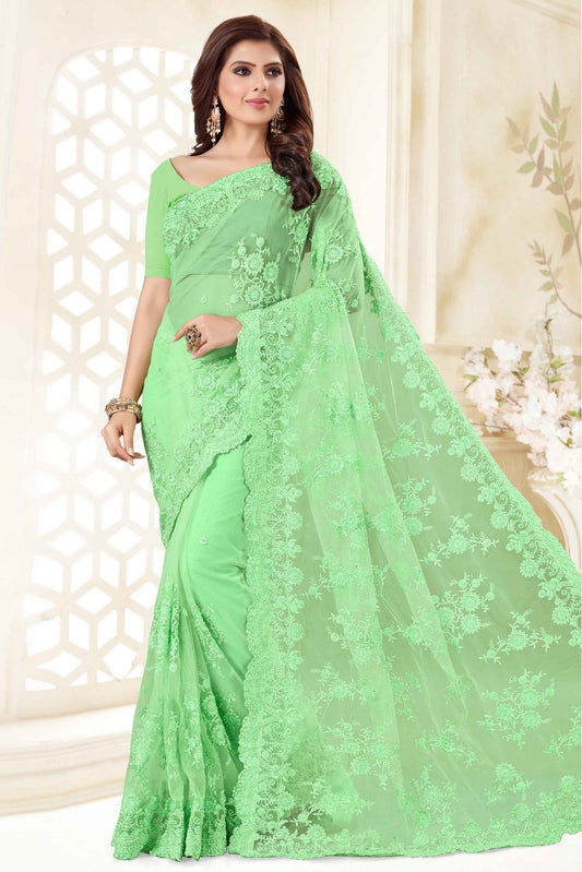 Green Colour Net Designer Saree