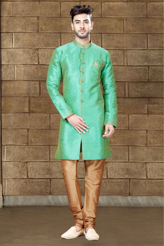 Green Colour Silk Indo Western