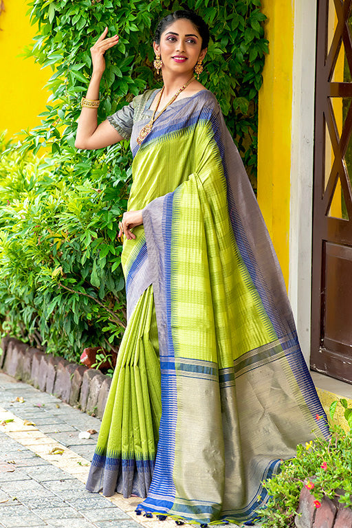 Green Colour South Silk Traditional Saree