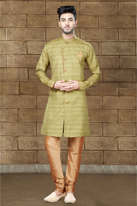 Green and Mehendi Colour Silk Indo Western
