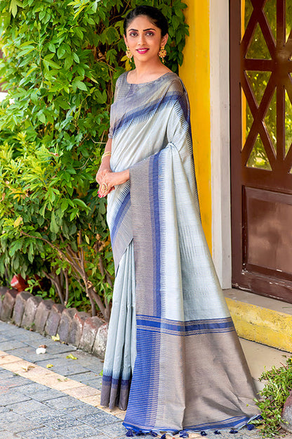 Grey Colour South Silk Traditional Saree