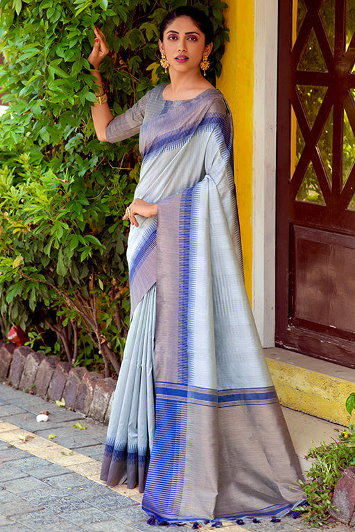 Grey Colour South Silk Traditional Saree