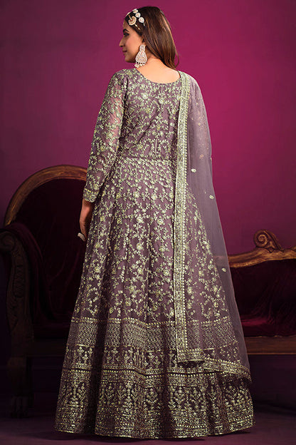 Lavender Colour Net Anarkali Suit