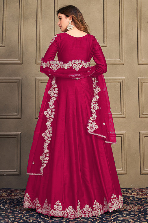 Magenta Colour Art Silk Anarkali Suit