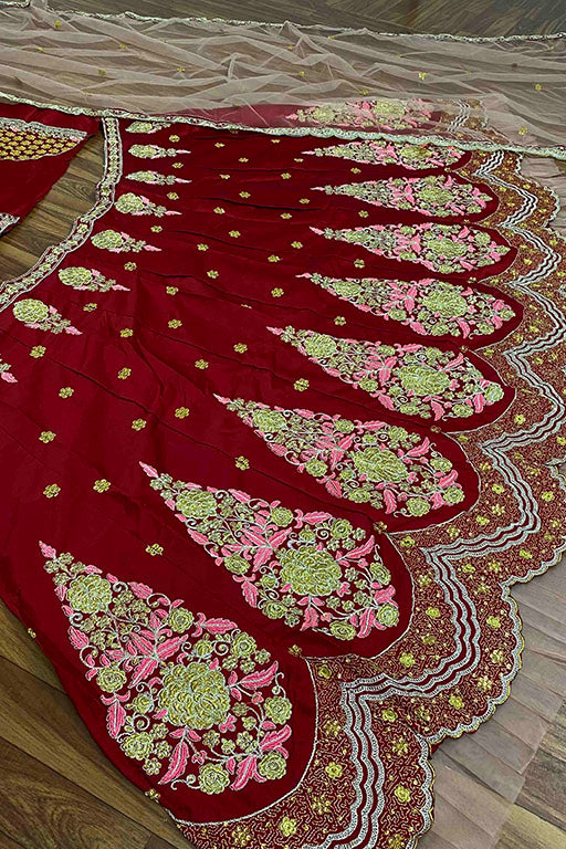 Maroon Colour Malai Satin Silk Designer Lehenga Choli