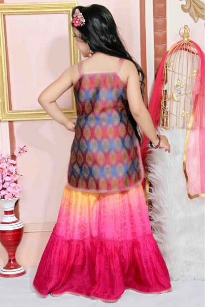 Multicolour Brocade Party Wear Sharara Suit