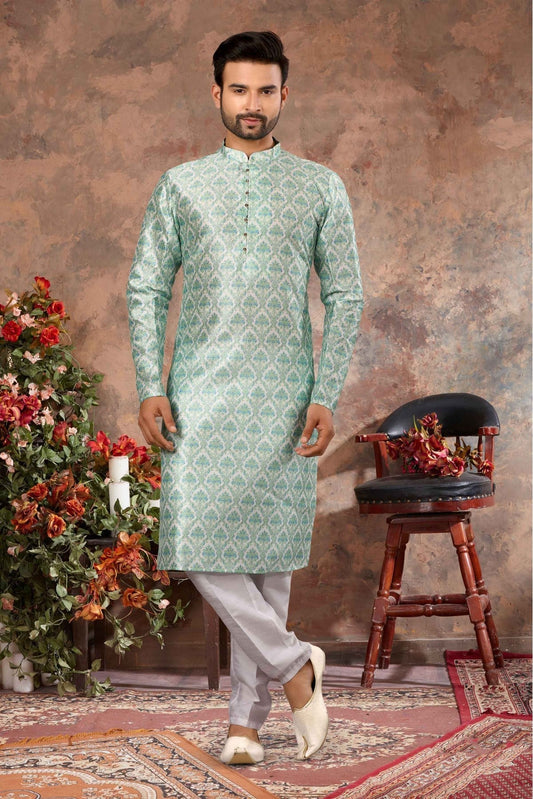 Multicolour Colour Kurta Pajama In Silk Fabric