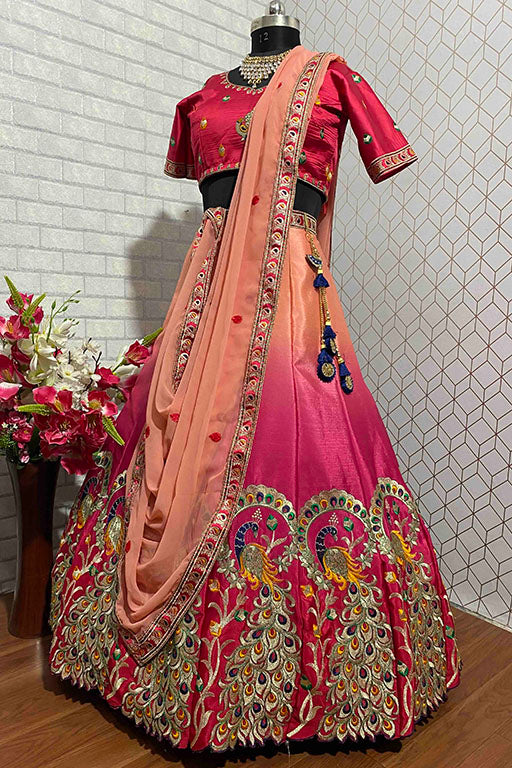 Multicolour Satin Silk Designer Lehenga Choli
