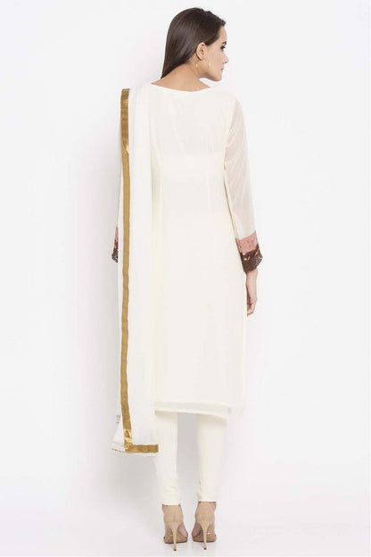 Off White Colour Plus Size Faux Georgette Churidar Suit