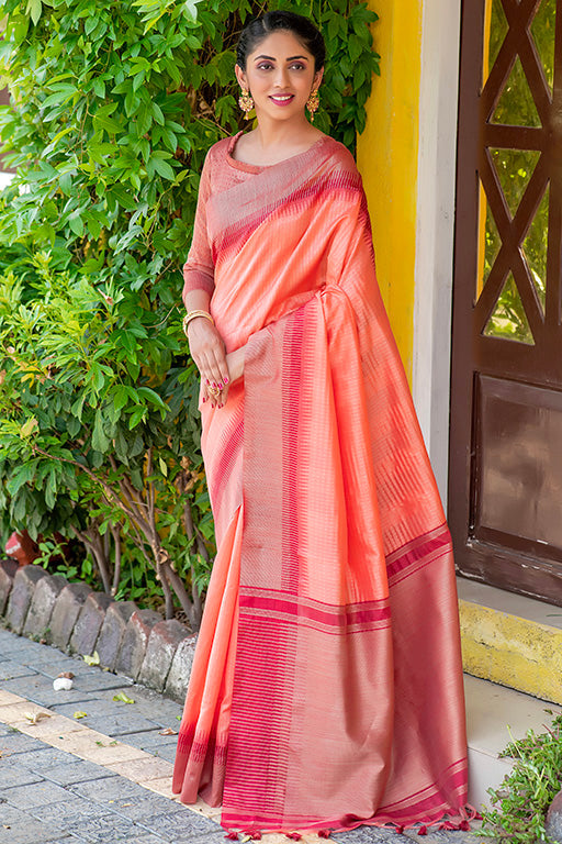 Orange Colour South Silk Traditional Saree