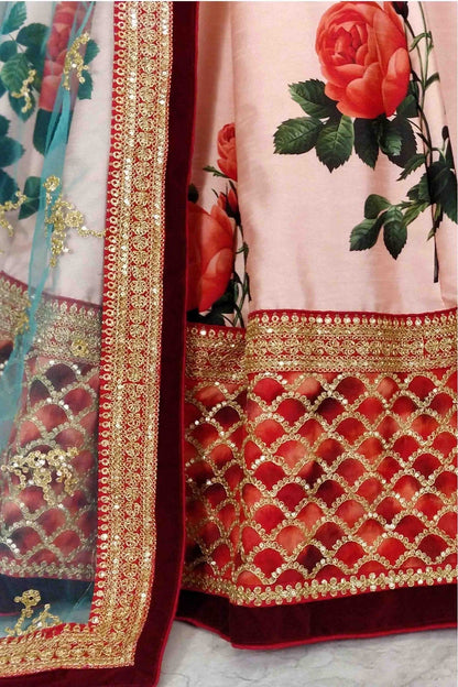 Peach Colour Art Silk and Banglori Silk Lehenga Choli