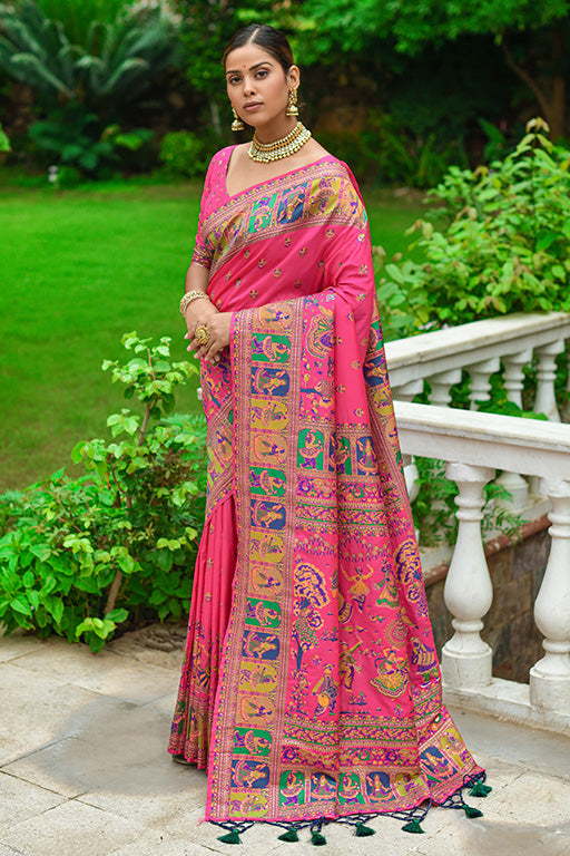 Pink Colour Banarasi Silk Traditional Saree