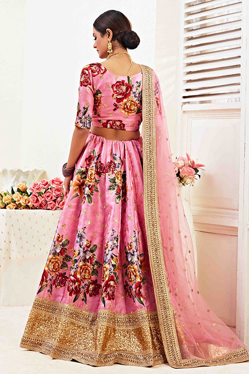 Pink Colour Banglori Satin Designer Lehenga Choli