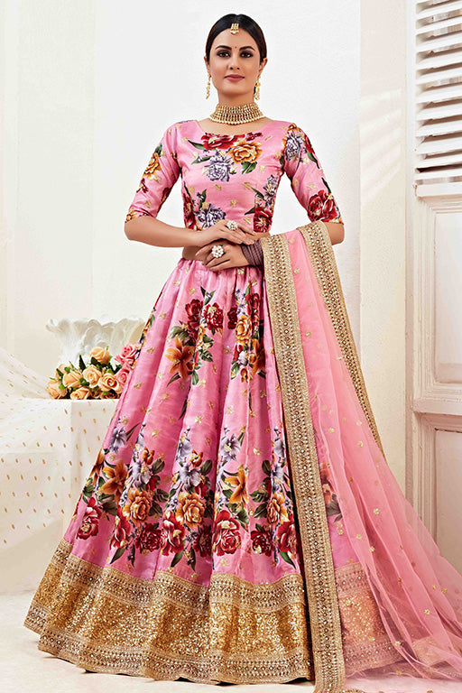 Pink Colour Banglori Satin Designer Lehenga Choli